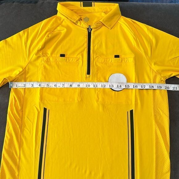 Admiral Mens Gold Authentic Referee Jersey Short Sleeve Front 1/2 Zip Size M NEW - Picture 7 of 14
